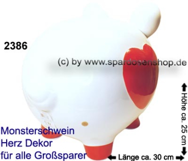 Preview: KCG riesengroßes Sparschwein 3D Design „Herz Dekor“ Monster D